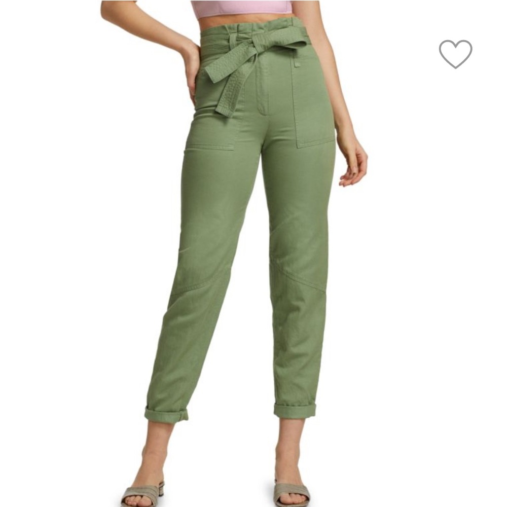A.L.C. Green Cropped Ankle Pants Relaxed Fit